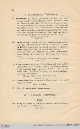 d. Frechener Fabrikate (Nr. 202 - 204)