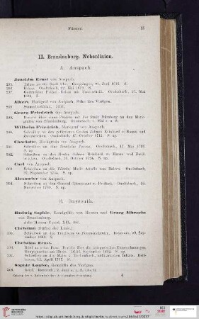 II. Brandenburg. Nebenlinien (Nr. 295 - 320)