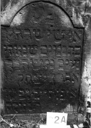 Grabstein 82 (Index: 99804204) Material: Sandstein Zustand: gut, Seitenakroterien abgebrochen Maße HxBxT: 92x67x9 cm Beschreibung: Stele m. eingezog. Rundbogen u. profiliert. Rand, Seitenakroterien Symbolik: Seitenakroterien: Grabstein 82A