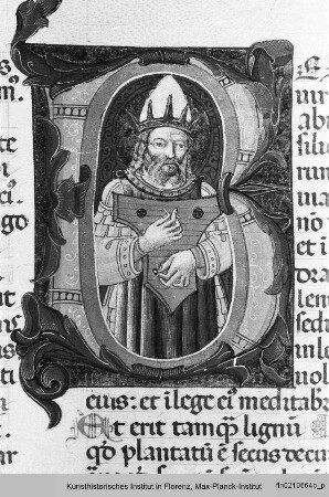 Buchseite mit historisierter Initiale B: König David - Ordo Breviarii