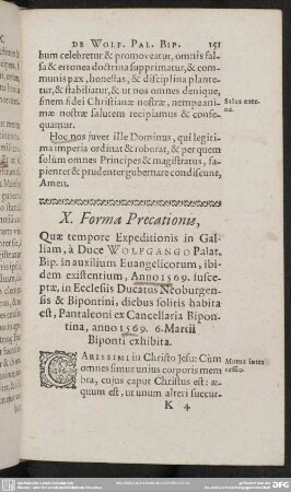 [Orat. Funeb.] X. Forma Precationis