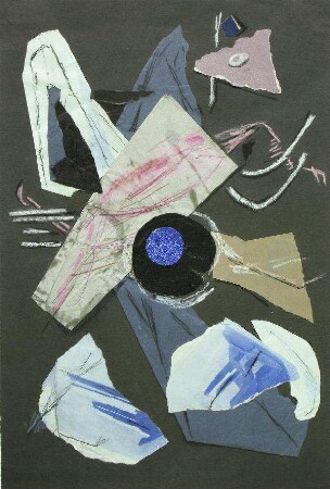 Papier-Collage Schwarz-Grau-Blau