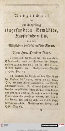 Verzeichniß der zur Ausstellung eingesandten Gemählde, Kupferstiche u.s.w.