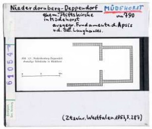 Müdehorst (Niederdornberg-Deppendorf): ehem. Stiftskirche, Ausgegrabene Fundamente der Apsis und des Langhauses