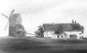 Bernstadt auf dem Eigen-Dittersbach auf dem Eigen. Windmühle am Gickelsberg, Gemälde