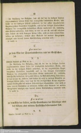 C. Formular zu dem Eide der Superintendenten und der Geistlichen