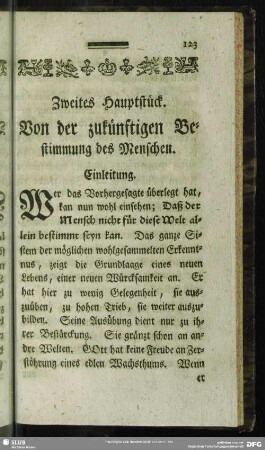 Zweites Hauptstück. Von der zukünftigen Bestimmung des Menschen