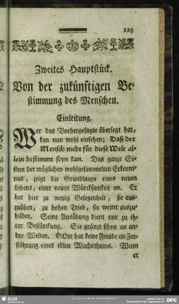 Zweites Hauptstück. Von der zukünftigen Bestimmung des Menschen