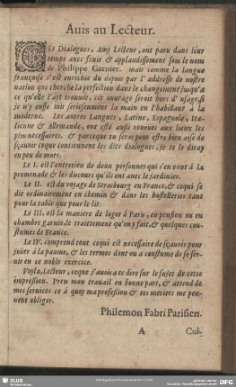 Avis au Lecteur