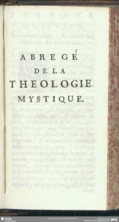 Abregé De La Theologie Mystique