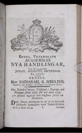 Julius, Augustus, September, År 1800.