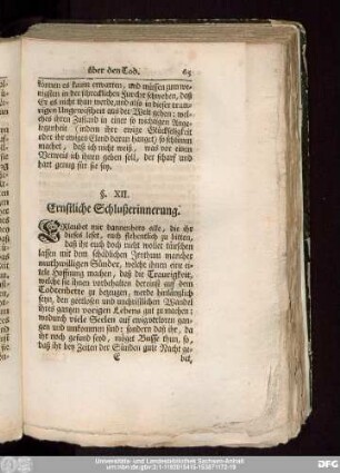 §. XII. Ernstliche Schlußerinnerung.