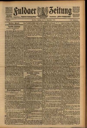 Erste Ausgabe vom Freitag, den 11. Dezember 1908.