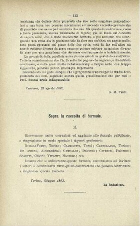 Sopra la raccolta formule.
