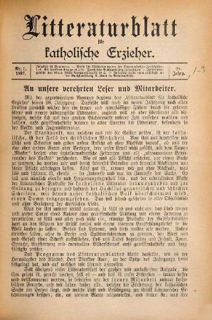 Litteraturblatt für katholische Erzieher. 28. 1897