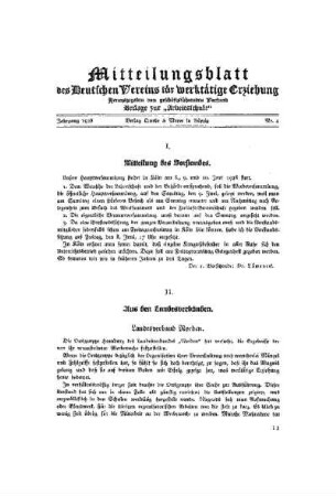 Mitteilungsblatt des Deutschen Vereins für werktätige Erziehung