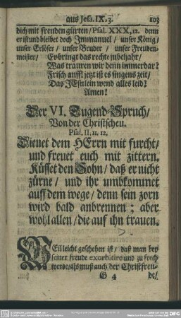Der VI. Tugend-Spruch, Von der Christscheu