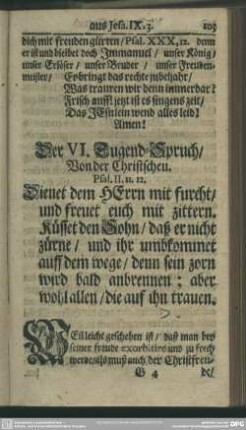 Der VI. Tugend-Spruch, Von der Christscheu