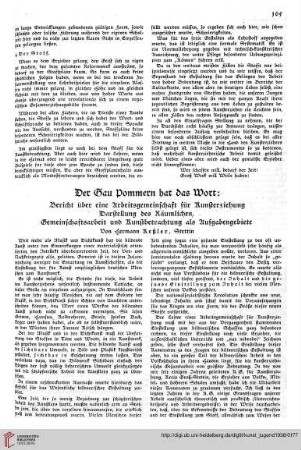 N.F. 18.1938: Der Gau Pommern hat das Wort : Bericht über eine Arbeitsgemeinschaft für Kunsterziehung, Darstellung des Räumlichen, Gemeinschaftsarbeit und Kunstbetrachtung als Aufgabengebiete