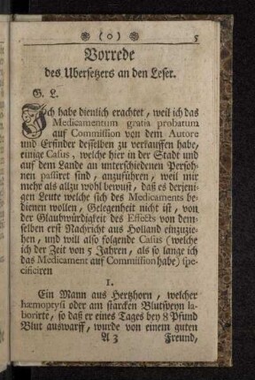 Vorrede des Ubersetzers an den Leser.