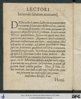 Lectori benevolo salutem aeternam!