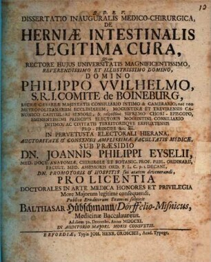 Dissertatio Inauguralis Medico-Chirurgica, De Herniae Intestinalis Legitima Cura