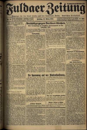 Erste Ausgabe vom Freitag, den 21. März 1930.