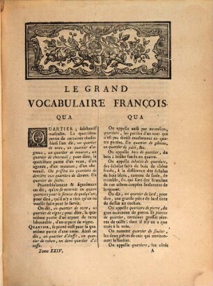 Le Grand Vocabulaire François : Contenant 1. L'explication de chaque mot considéré dans ses diverses acceptions grammaticales, propres, figurées, synonymes et relatives ..., 24. [Qua - Req]