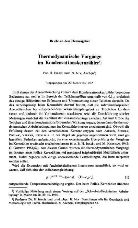 Thermodynamische Vorgänge im Kondensationskernzähler