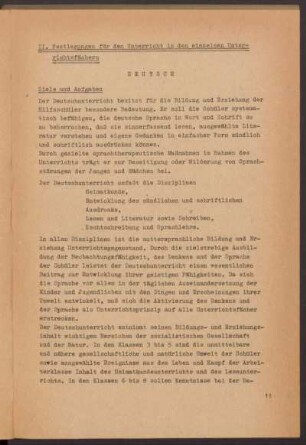 II. Festlegungen für den Unterricht in den einzelnen Unterrichtsfächern