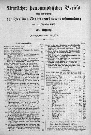 Sitzung 35, 21. Oktober 1926