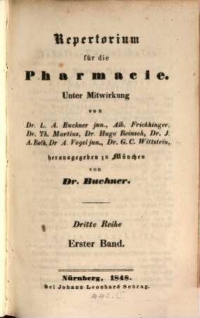 Repertorium für die Pharmacie. 101. 1848