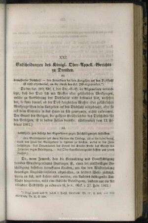 XXI. Entscheidungen des Königl. Ober-Appell.-Gerichts zu Dresden