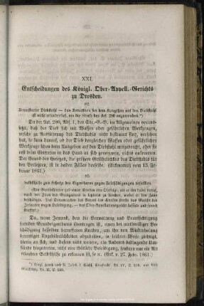 XXI. Entscheidungen des Königl. Ober-Appell.-Gerichts zu Dresden