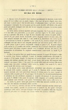 Alcuni teoremi intorno alla a Focale à Noeud.