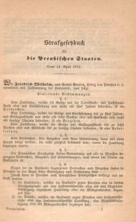 Erster Theil. Von der Bestrafung der Verbrechen und Vergehen im Allgemeinen.