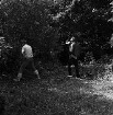 Polizei: Mord an Schülerin Marie Isabel Wellershaus am 19. Juni 1981: Krähenwald: Suchaktion der Bereitschaftspolizei Eutin nach Spuren: zwei Männer vor Büschen