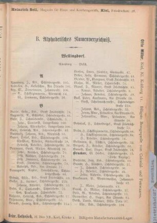 B. Alphabetisches Namenverzeichniß.