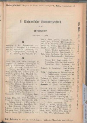 B. Alphabetisches Namenverzeichniß.