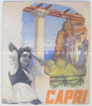 Reich illustrierter Reiseführer aus Italien mit Werbung für Reisen nach Capri in deutscher Sprache