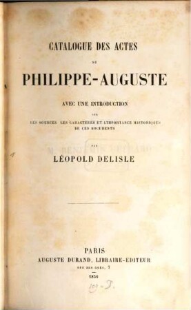 Catalogue des actes de Philippe-Auguste...