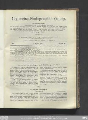 Nr. 1. 3. April 1903. Jahrg. X.