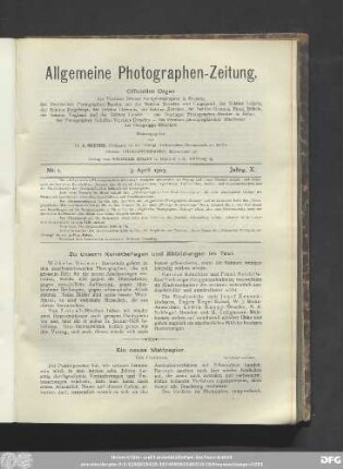 Nr. 1. 3. April 1903. Jahrg. X.