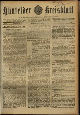 Erste Ausgabe vom Samstag, den 10. November 1917.