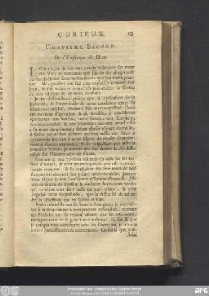 Chapitre Second. De l'Existence de Dieu.