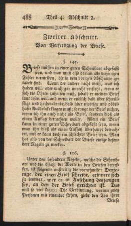 Zweiter Abschnitt. Von Verfertigung der Briefe.