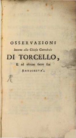 Osservazioni intorno alla chiesa cattedrale di Torcello da Anselmo Costadoni