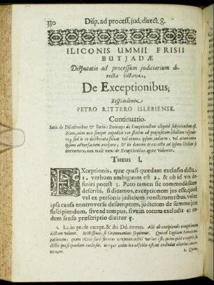 Disputatio [...] Octava. De Exceptionibus.