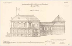 Kaserne, Landeck Erweiterung: Hauptgebäude: Aufriss Nordansicht 1:100