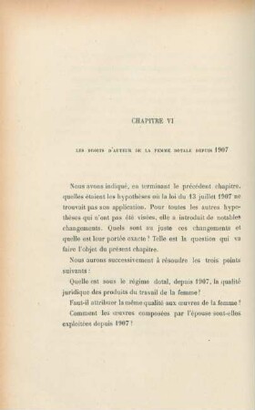 Chapitre VI. Les droits d'auteur de la femme dotale depuis 1907